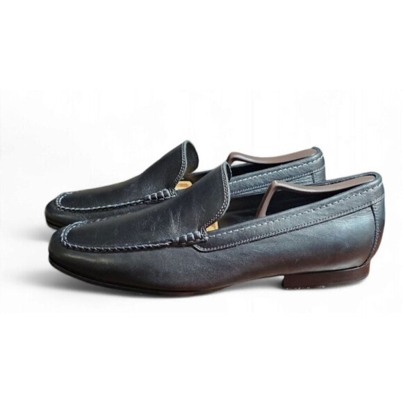 GORDAN RUSH COLLECTION Men\'s black leather slip on loafer dress shoes size 9.5